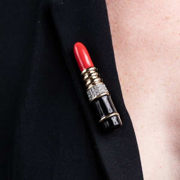 Kenneth Jay Lane Red Lipstick Pin