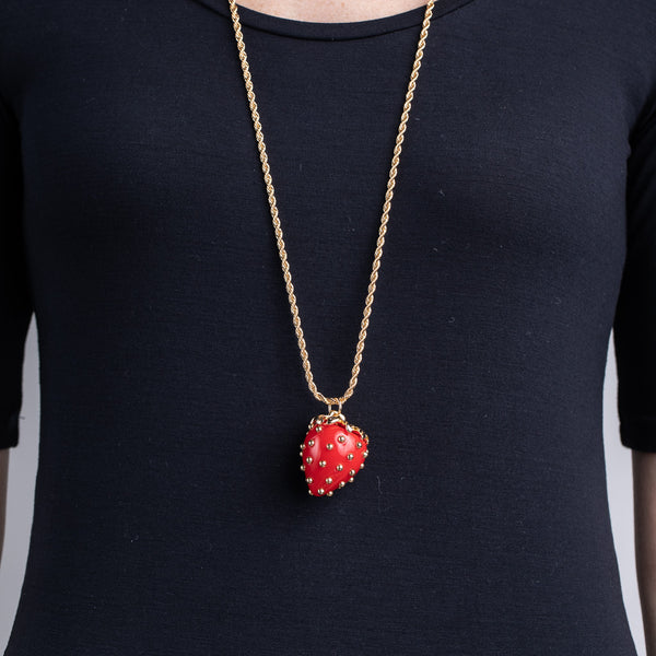 Kenneth Jay Lane Red Strawberry Necklace