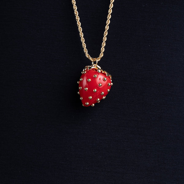 Kenneth Jay Lane Red Strawberry Necklace