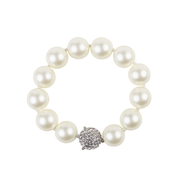 kenneth jay lane Rhinestone Clasp Pearl Bracelet