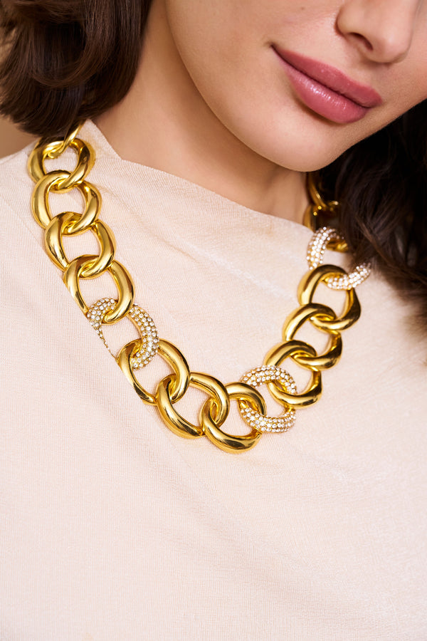 Kenneth Jay Lane Rhinestone Links Necklace