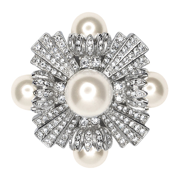 kenneth jay lane Rhinestone White Pearl Cross Pin