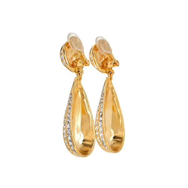 Kenneth Jay Lane Ribbed Button Clip Earrings