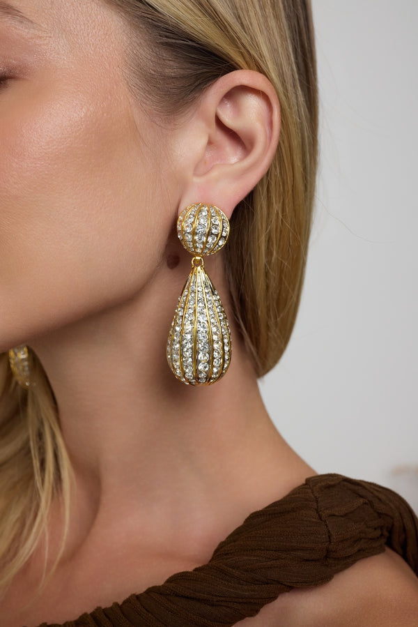 Kenneth Jay Lane Ribbed Button Clip Earrings