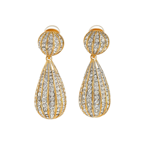 kenneth jay lane Ribbed Button Clip Earrings
