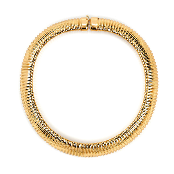 kenneth jay lane Ribbed Gold Choker Necklace
