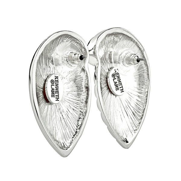 Kenneth Jay Lane Ribbed Seashell Pierced Earrings