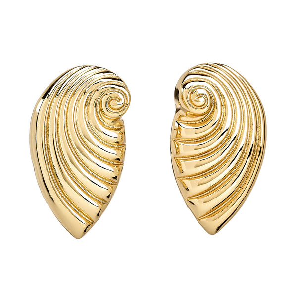 kenneth jay lane Ribbed Seashell Pierced Earrings