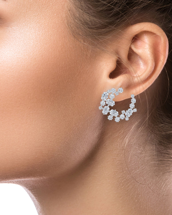 Kenneth Jay Lane Round And Emerald CZ Earrings