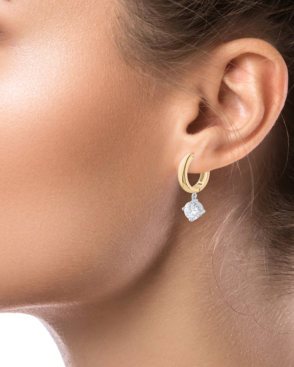 Kenneth Jay Lane Round CZ Drop Hoop Earrings
