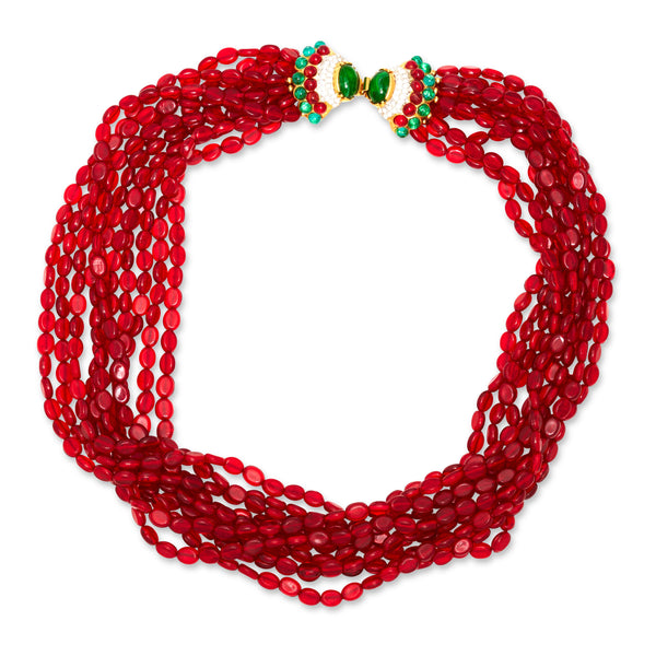 kenneth jay lane Ruby Bead & Gemstone Necklace