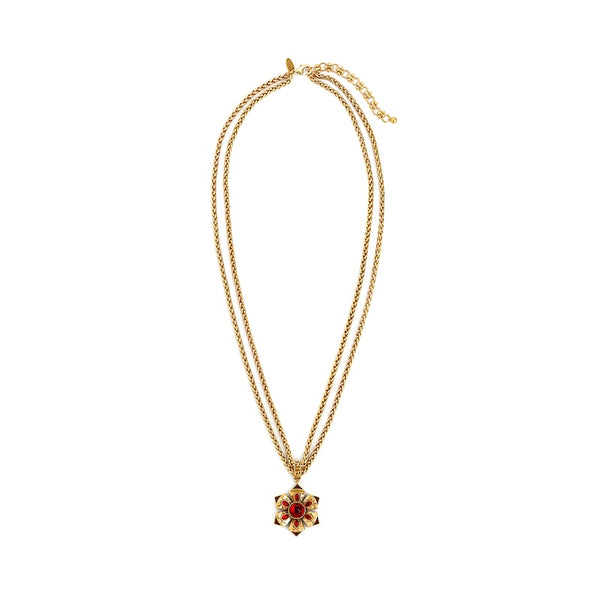 kenneth jay lane Ruby Cabochon Two-Row Necklace