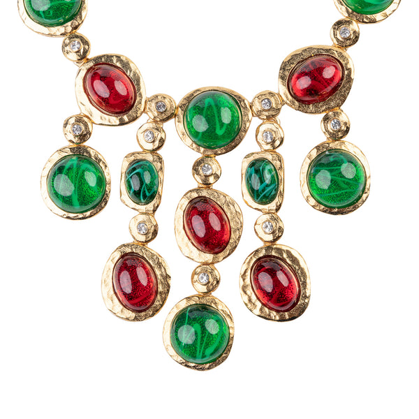 Kenneth Jay Lane Ruby & Emerald Drop Necklace