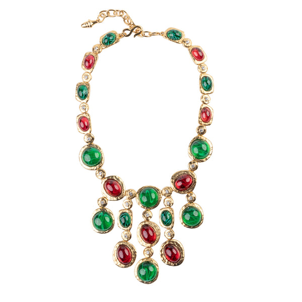 kenneth jay lane Ruby & Emerald Drop Necklace