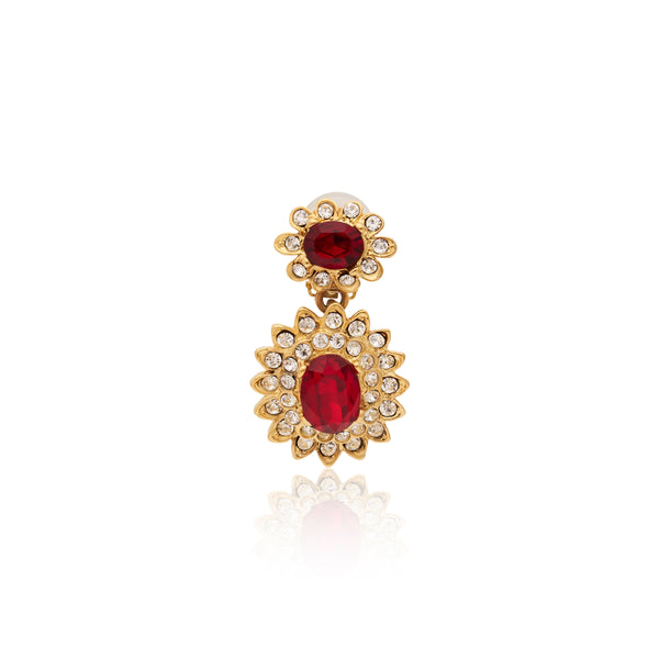Kenneth Jay Lane Ruby Gemstone Clip Earrings