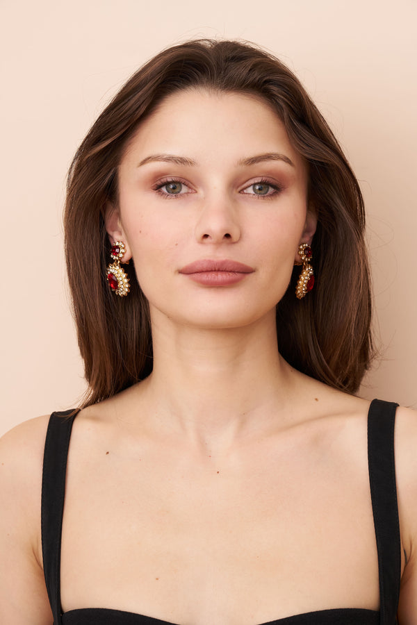 Kenneth Jay Lane Ruby Gemstone Clip Earrings