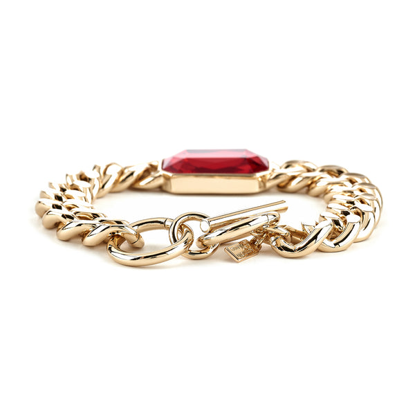 Kenneth Jay Lane Ruby Octagon Chain Bracelet