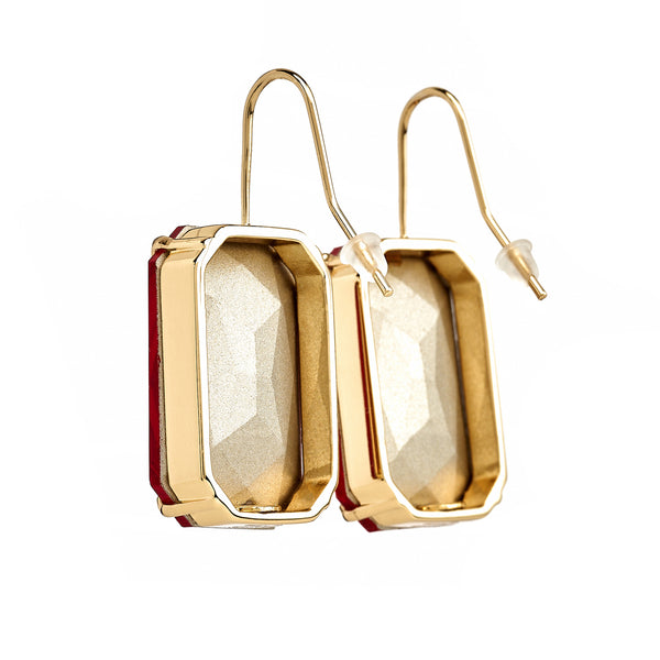 Kenneth Jay Lane Ruby Octagon Fishhook Earring