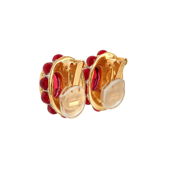 Kenneth Jay Lane Ruby Oval Clip Earrings