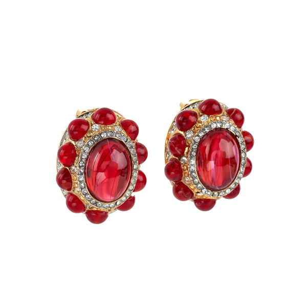 kenneth jay lane Ruby Oval Clip Earrings