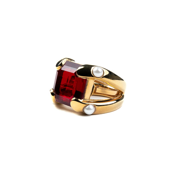 Kenneth Jay Lane Ruby Square Stone Ring