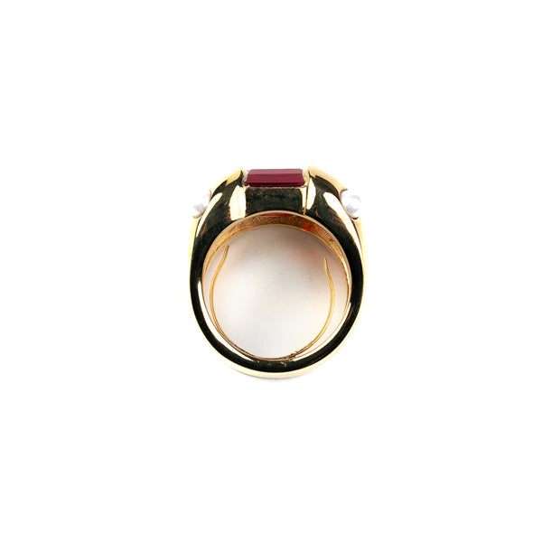 Kenneth Jay Lane Ruby Square Stone Ring