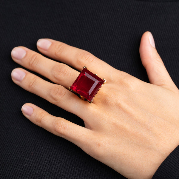 Kenneth Jay Lane Ruby Square Stone Ring