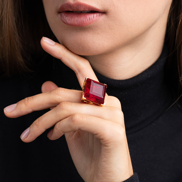 kenneth jay lane Ruby Square Stone Ring