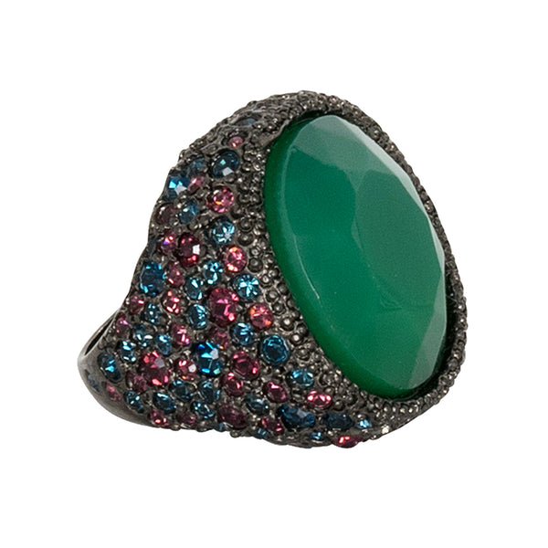 kenneth jay lane Sapphire And Apple Jade Ring