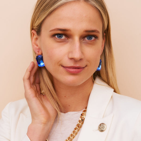 Kenneth Jay Lane Sapphire Fishook Earrings