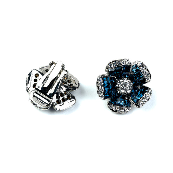 Kenneth Jay Lane Sapphire Flower Clip-On Earrings