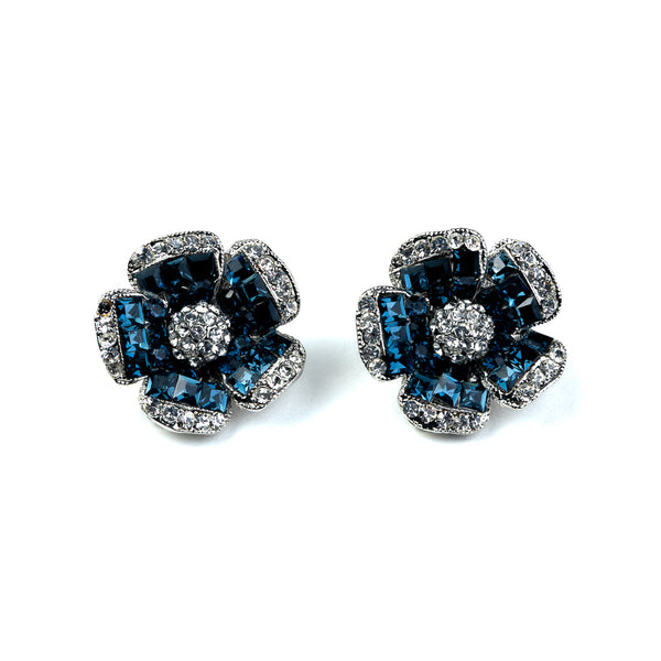 kenneth jay lane Sapphire Flower Clip-On Earrings