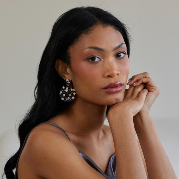 Kenneth Jay Lane Sapphire & Gold Drop Post Earrings