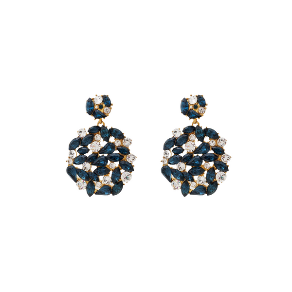 kenneth jay lane Sapphire & Gold Drop Post Earrings