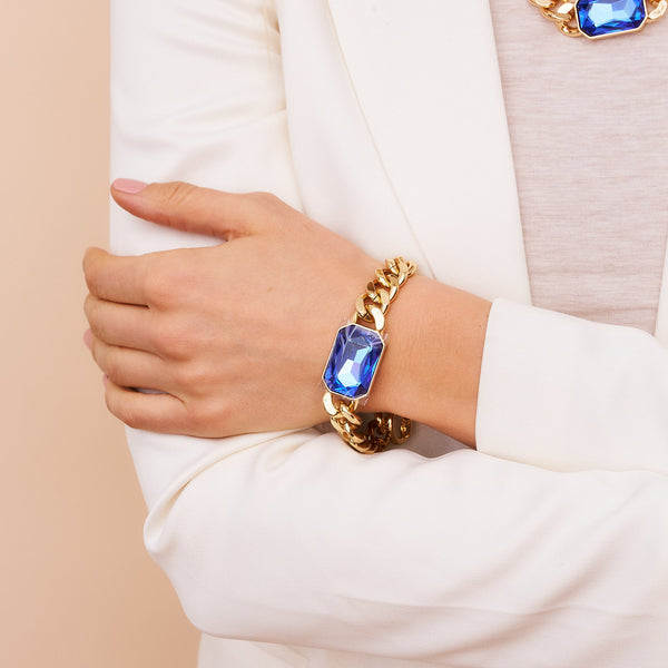 Kenneth Jay Lane Sapphire Octagon Chain Bracelet