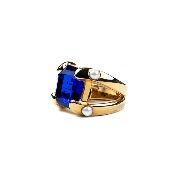 Kenneth Jay Lane Sapphire Square Ring