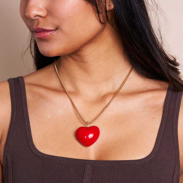 Kenneth Jay Lane "SATC" Red Heart Pendant Necklace