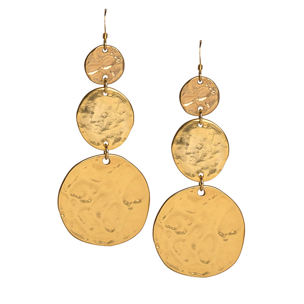 kenneth jay lane Satin Gold 3 Coin Drop Earrings