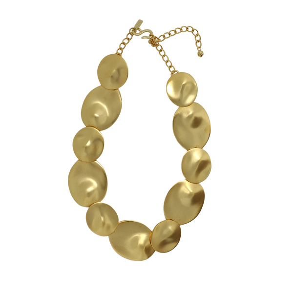 kenneth jay lane Satin Gold Dimpled Disc Necklace
