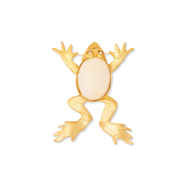 kenneth jay lane Satin Gold & Ivory Frog Pin