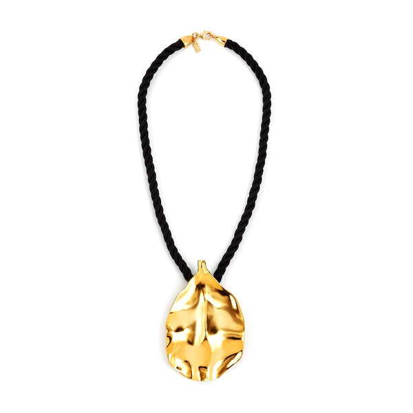 kenneth jay lane Satin Gold Leaf Necklace