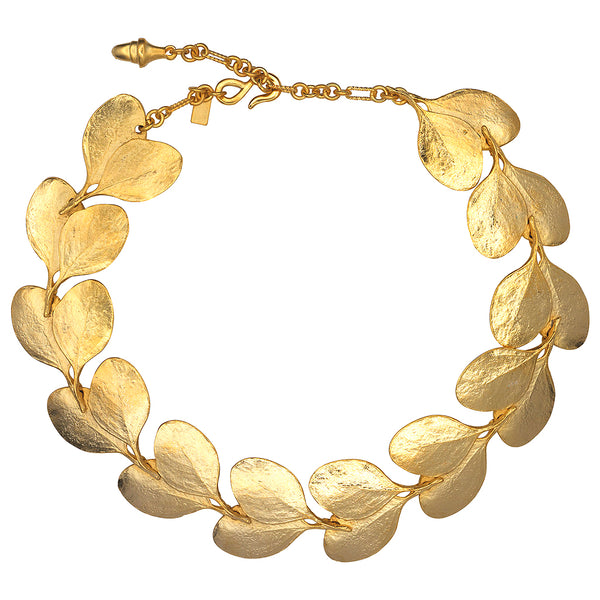 kenneth jay lane Satin Gold Leaves Necklace