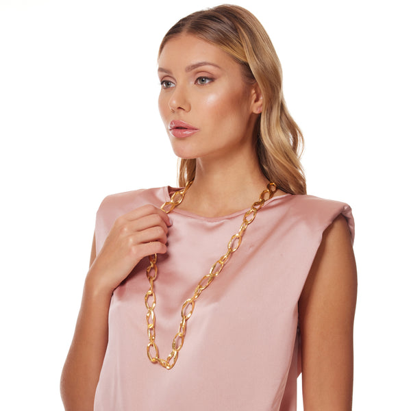 Kenneth Jay Lane Satin Gold Link Necklace