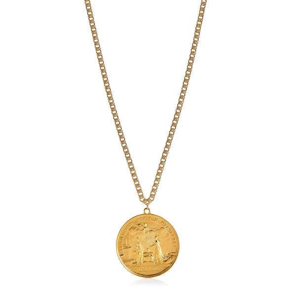 kenneth jay lane Satin Gold Medallion Necklace