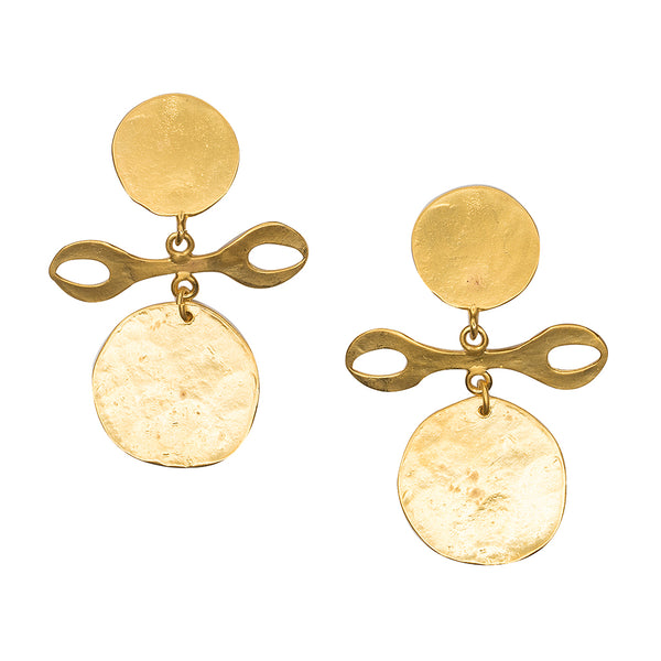 kenneth jay lane Satin Gold Tribal Clip Earrings