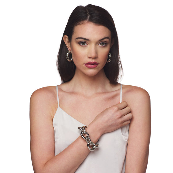 Kenneth Jay Lane Sculpted Hoop Pierced Earring