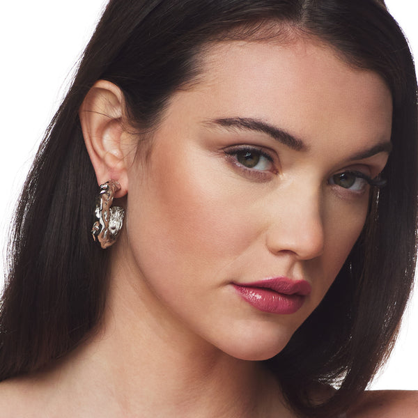 kenneth jay lane Sculpted Hoop Pierced Earring