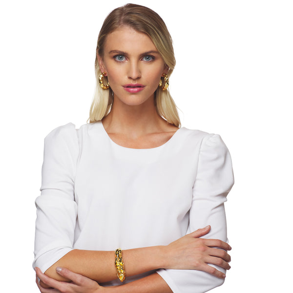 kenneth jay lane Sculpted Hoop Pierced Earring