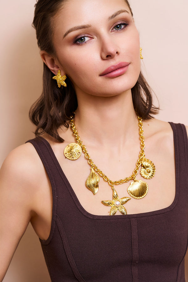 Kenneth Jay Lane Seashell Charm Necklace