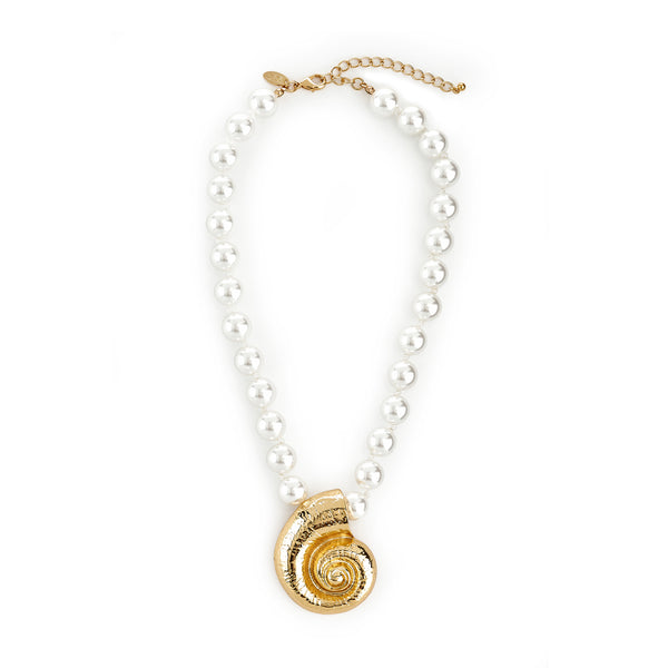 kenneth jay lane Seashell Pendant Pearl Necklace